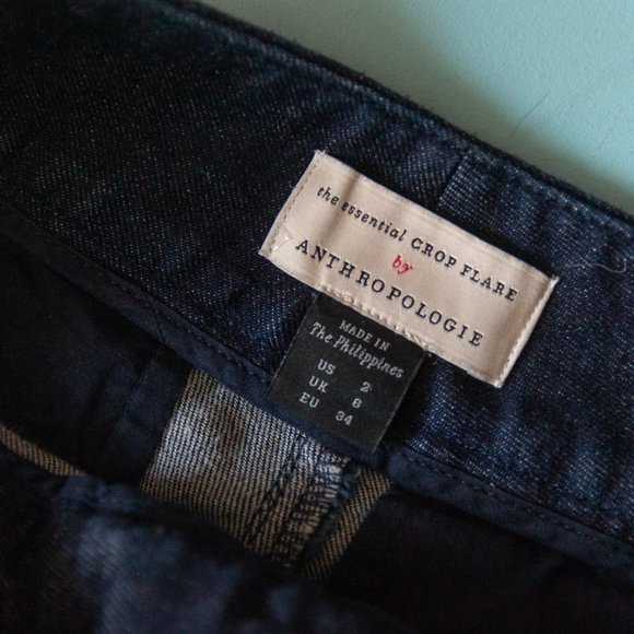 By Anthropologie The Essential Crop Flare Denim Jeans with Scarf Belt Sz US 2 - Picture 4 of 9